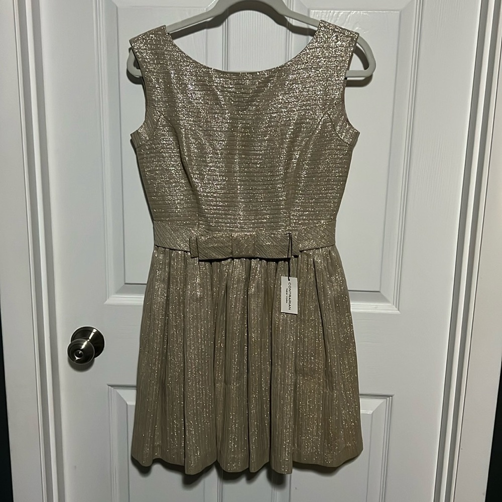Contrarian New York Byrdie Bow Dress in metallic.
